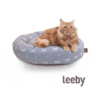 Leeby Cama Donut Antiderrapante Cinzenta para gatos